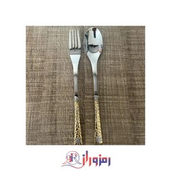 سرویس قاشق و چنگال 24  نفره 120 پارچه 5 میل یونیک مدل نیمه طلایی کریستالی